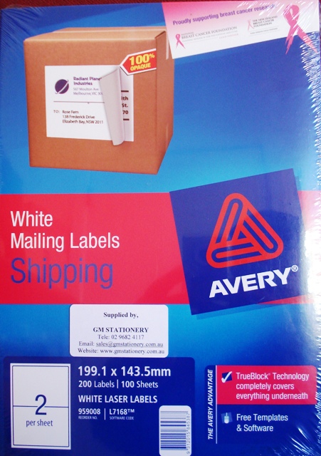 Avery 959008 Label L7168-100 199.6 x 143.5mm Box 100